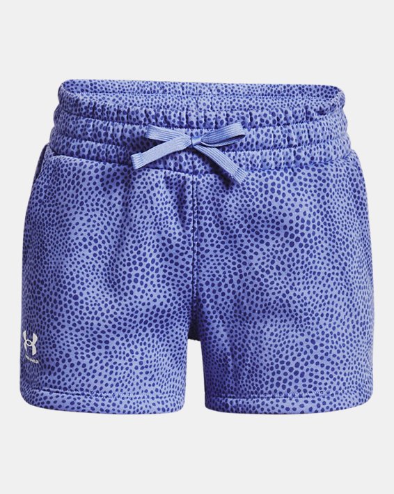 Girls' UA Rival Fleece Printed Shorts, Blue, pdpMainDesktop image number 0